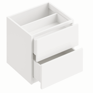 Modern double-drawer kitchen cabinet in white finish, ready-to-assemble design for Vancouver homeowners.