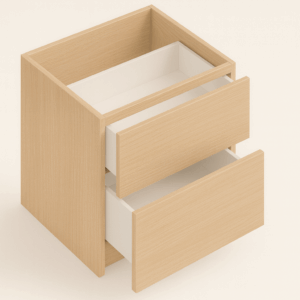 Modern double-drawer kitchen cabinet in white finish, ready-to-assemble design for Vancouver homeowners.