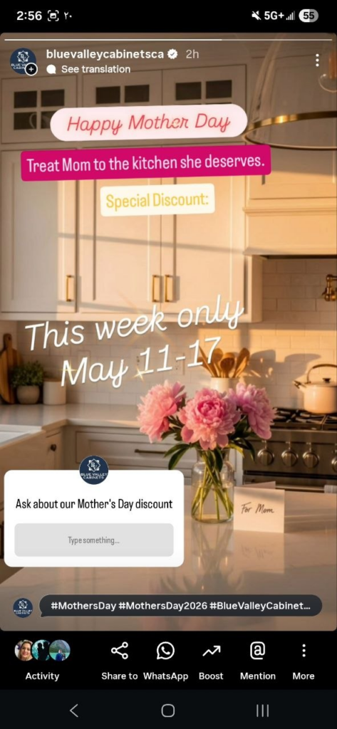 Happy Mother's Day - Blue Valley Cabinets Special Discount May 11-17
