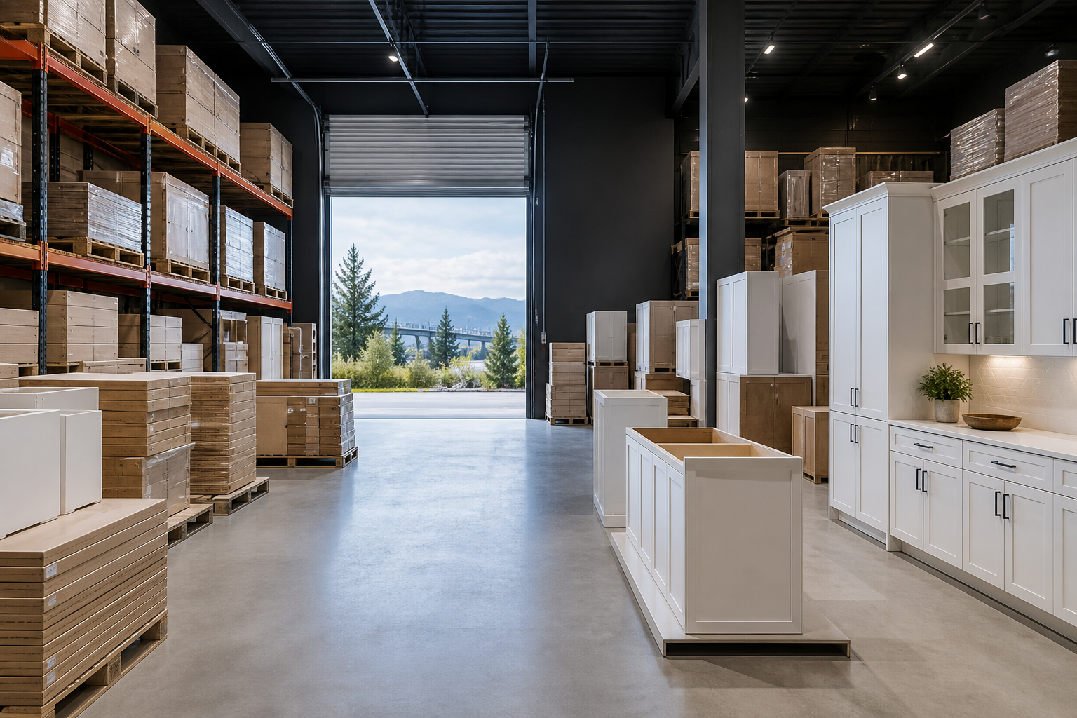 Blue Valley Cabinets warehouse inventory in Burnaby BC